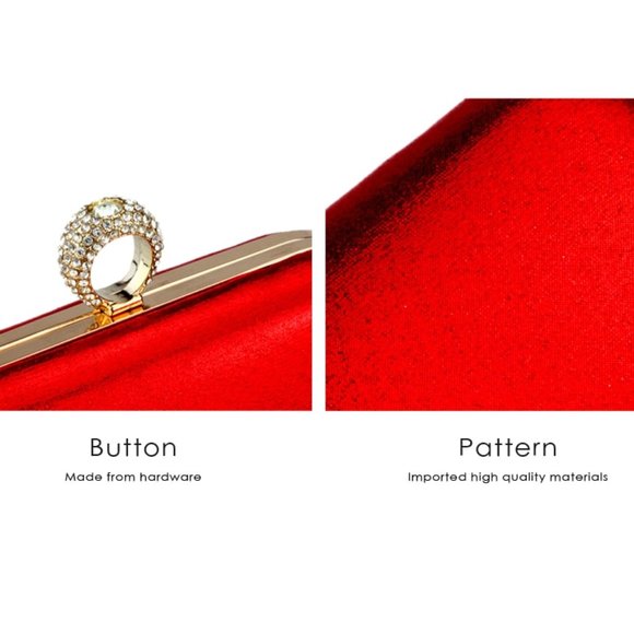 New Silk Clothing Red Gold diamond clutch - Picture 4 of 5